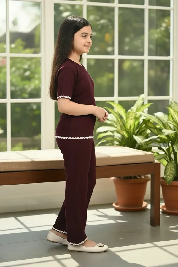 Maroon_Jacquard_Premium_Co_Ord_Set_For_Girls_Kids