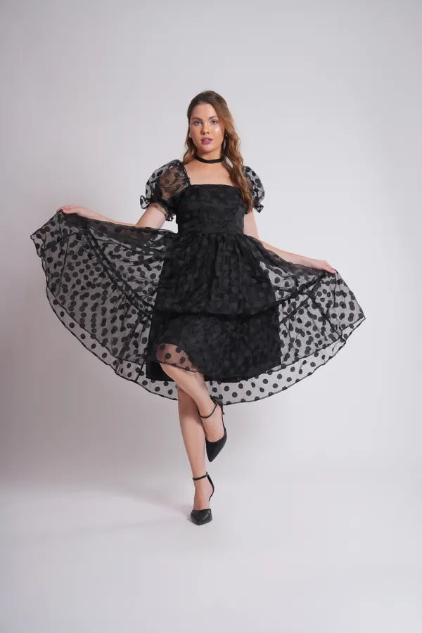 Women's_Pure_Cotton_Polka_Dots_Dress_of_Black_Color_|_Comfortable_&_Elegant_Everyday_Wear