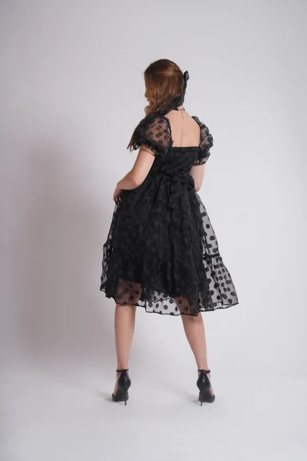 Women's_Pure_Cotton_Polka_Dots_Dress_of_Black_Color_|_Comfortable_&_Elegant_Everyday_Wear