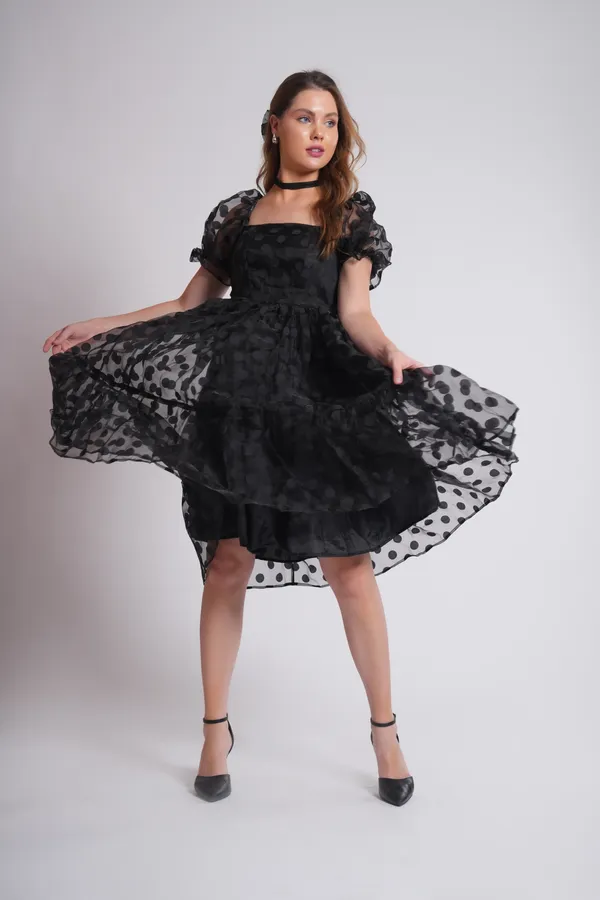 Women's_Pure_Cotton_Polka_Dots_Dress_of_Black_Color_|_Comfortable_&_Elegant_Everyday_Wear