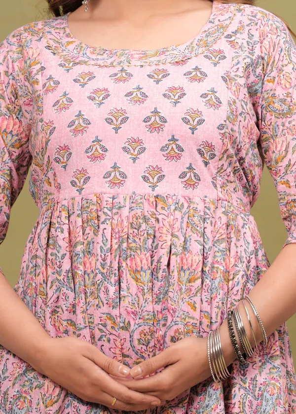 Women'S_Pure_Cotton_Printed_Maternity_Dress_Of_Pink_Color_|_Comfortable_And_Elegant_Everyday_Wear