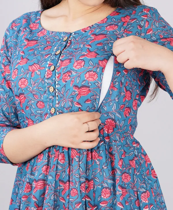 Women'S_Pure_Cotton_Printed_Maternity_Dress_Of_Light_Blue_Color_|_Comfortable_And_Elegant_Everyday_Wear