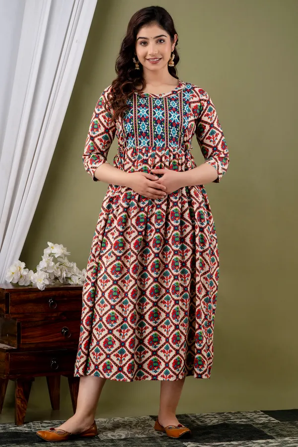 Women'S_Pure_Cotton_Printed_Maternity_Dress_Of_Multicolour_|_Comfortable_And_Elegant_Everyday_Wear