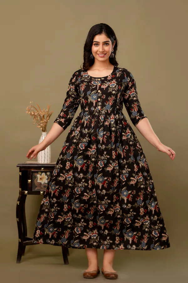 Women'S_Pure_Cotton_Printed_Maternity_Dress_Of_Black_Color_|_Comfortable_And_Elegant_Everyday_Wear