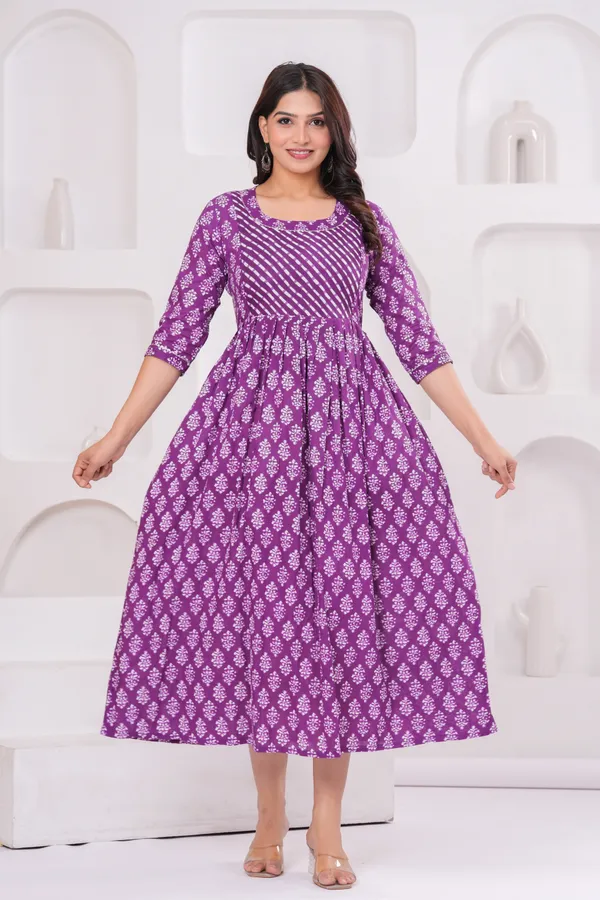 Women'S_Pure_Cotton_Printed_Maternity_Dress_Of_Purple_Color_|_Comfortable_And_Elegant_Everyday_Wear