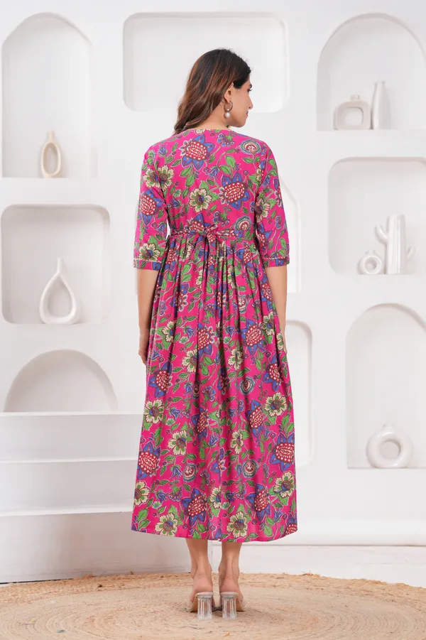 Women'S_Pure_Cotton_Printed_Maternity_Dress_Of_Pink_Color_|_Comfortable_And_Elegant_Everyday_Wear