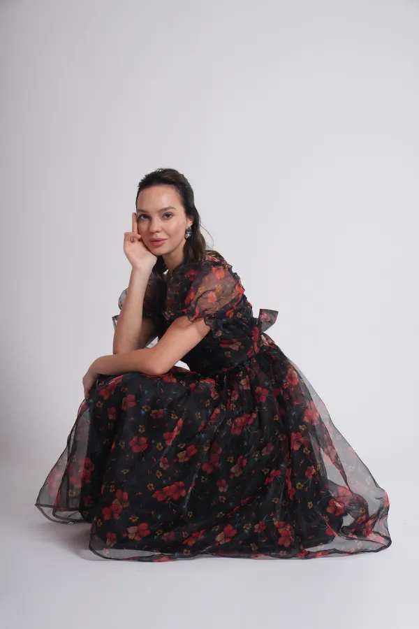 Women's_Pure_Cotton_Fall_Bloom_Dress_of_Black_Color_|_Comfortable_&_Elegant_Everyday_Wear