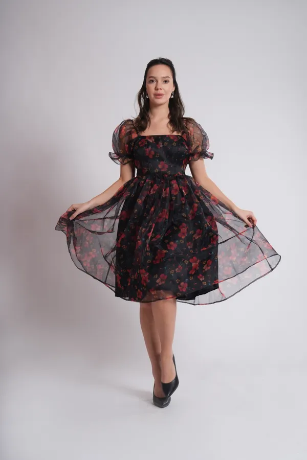 Women's_Pure_Cotton_Fall_Bloom_Dress_of_Black_Color_|_Comfortable_&_Elegant_Everyday_Wear