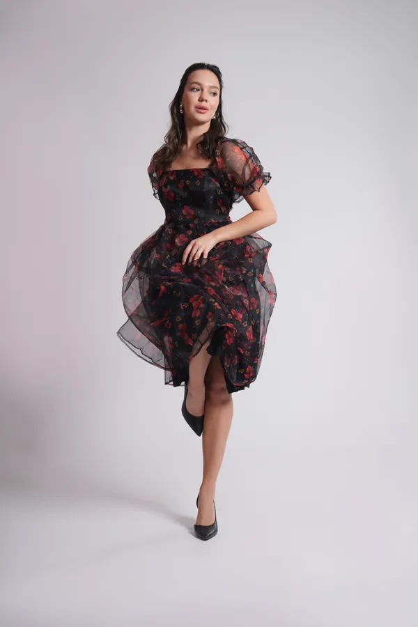 Women's_Pure_Cotton_Fall_Bloom_Dress_of_Black_Color_|_Comfortable_&_Elegant_Everyday_Wear