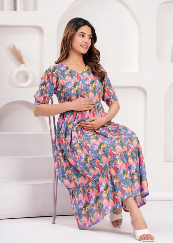 Women'S_Pure_Cotton_Printed_Maternity_Dress_Of_Multicolour_|_Comfortable_And_Elegant_Everyday_Wear