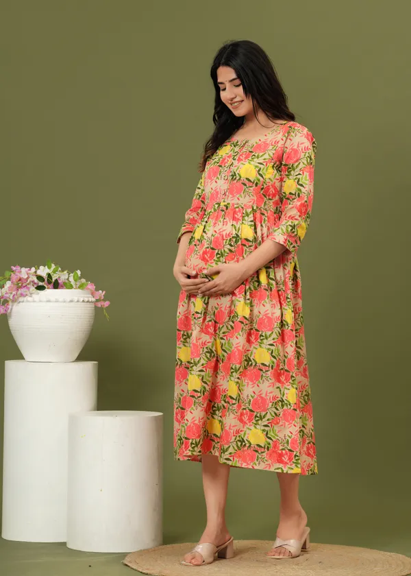 Women'S_Pure_Cotton_Printed_Maternity_Dress_Of_Multicolour_|_Comfortable_And_Elegant_Everyday_Wear