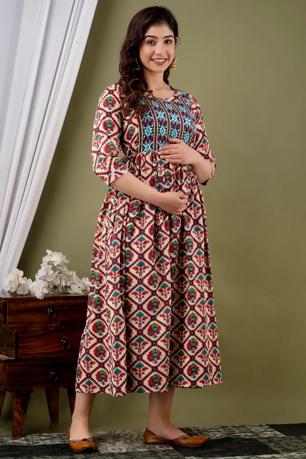 Women'S_Pure_Cotton_Printed_Maternity_Dress_Of_Multicolour_|_Comfortable_And_Elegant_Everyday_Wear