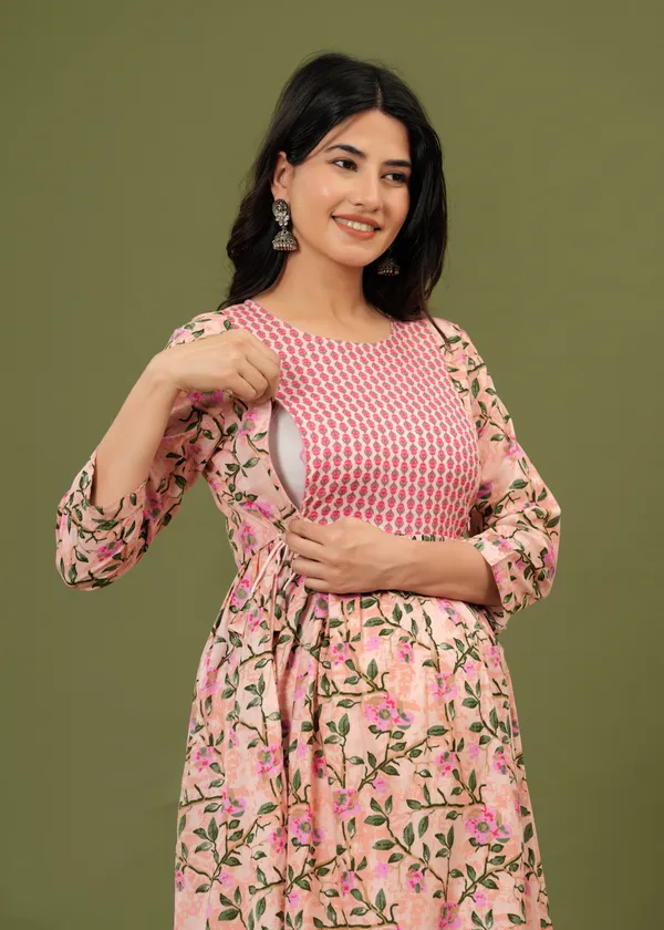 Women'S_Pure_Cotton_Printed_Maternity_Dress_Of_Victoria_Pink_Color_|_Comfortable_And_Elegant_Everyday_Wear