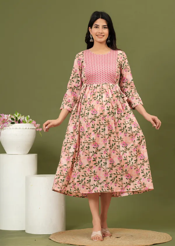 Women'S_Pure_Cotton_Printed_Maternity_Dress_Of_Victoria_Pink_Color_|_Comfortable_And_Elegant_Everyday_Wear