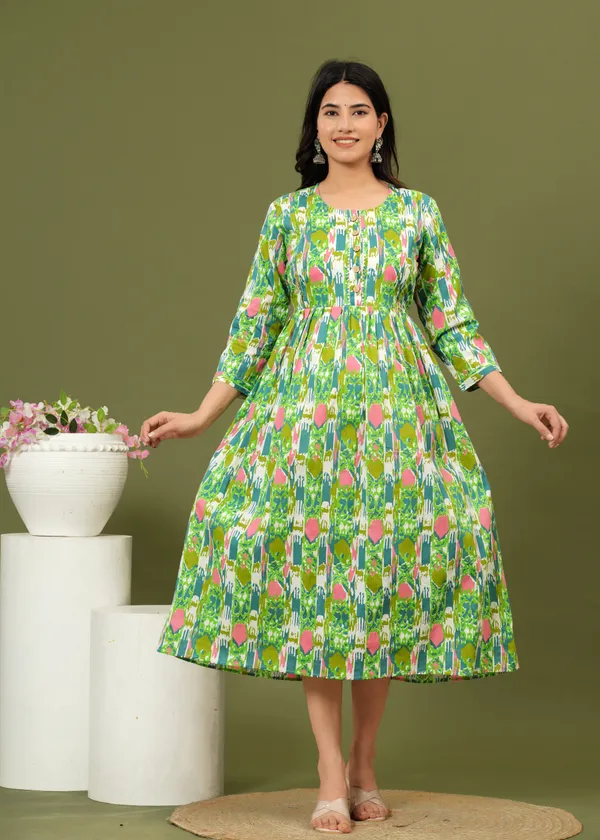 Women'S_Pure_Cotton_Printed_Maternity_Dress_Of_Pale_Green_Color_|_Comfortable_And_Elegant_Everyday_Wear