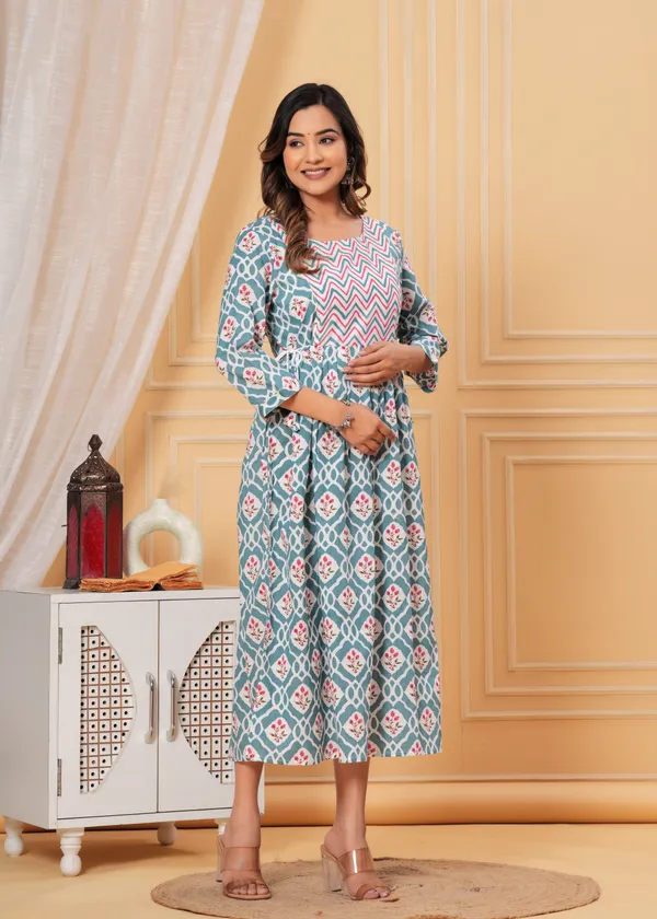Women'S_Pure_Cotton_Printed_Maternity_Dress_Of_White_Color_|_Comfortable_And_Elegant_Everyday_Wear