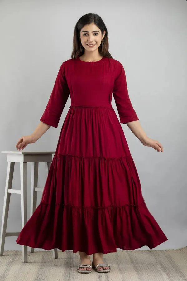 Women'S_Pure_Cotton_Printed_Maternity_Dress_Of_Red_Color_|_Comfortable_And_Elegant_Everyday_Wear