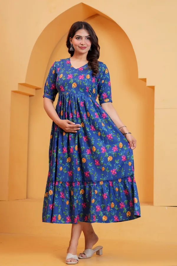 Women's_Pure_Cotton_Printed_Maternity_Kurti_of_Dark_Blue_Color_|_Comfortable_&_Elegant_Everyday_Wear