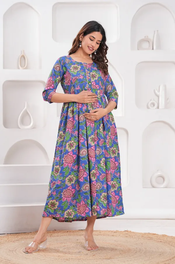 Women's_Pure_Cotton_Printed_Maternity_Kurti_of_Carolina_Blue_Color_|_Comfortable_&_Elegant_Everyday_Wear