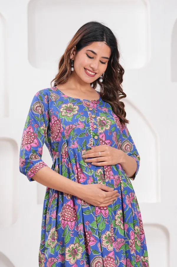 Women's_Pure_Cotton_Printed_Maternity_Kurti_of_Carolina_Blue_Color_|_Comfortable_&_Elegant_Everyday_Wear