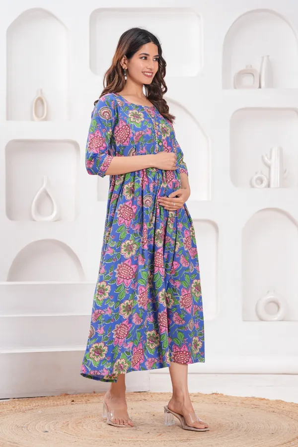Women's_Pure_Cotton_Printed_Maternity_Kurti_of_Carolina_Blue_Color_|_Comfortable_&_Elegant_Everyday_Wear