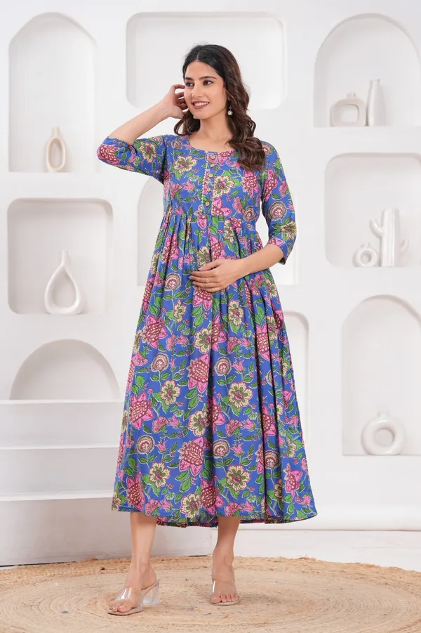 Women's_Pure_Cotton_Printed_Maternity_Kurti_of_Carolina_Blue_Color_|_Comfortable_&_Elegant_Everyday_Wear