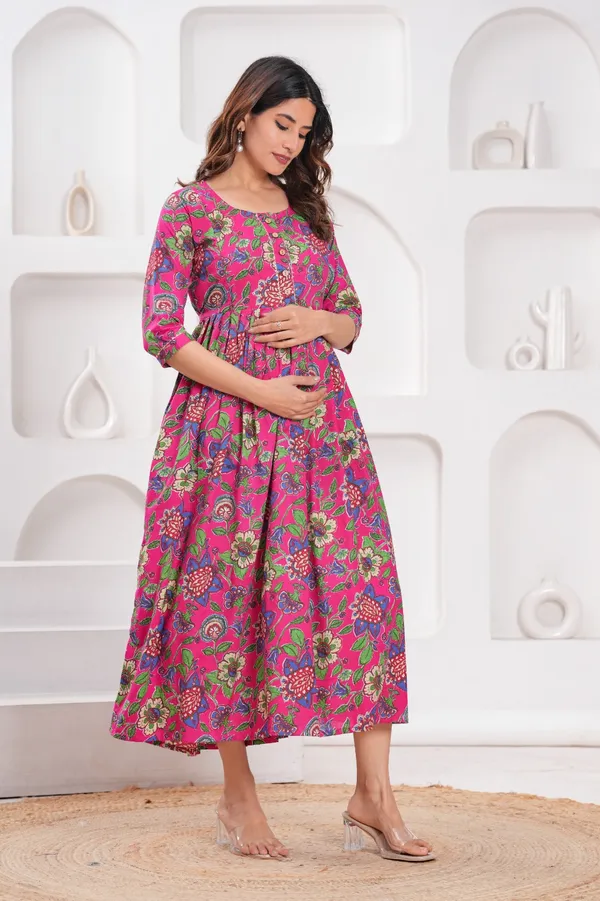 Women's_Pure_Cotton_Printed_Maternity_Kurti_of_Pink_Color_|_Comfortable_&_Elegant_Everyday_Wear
