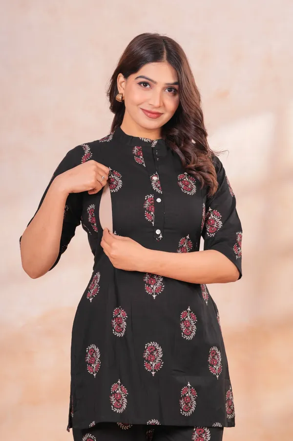 Women's_Pure_Cotton_Printed_Maternity_Co-ord_Set_of_Black_Color_|_Comfortable_&_Elegant_Everyday_Wear