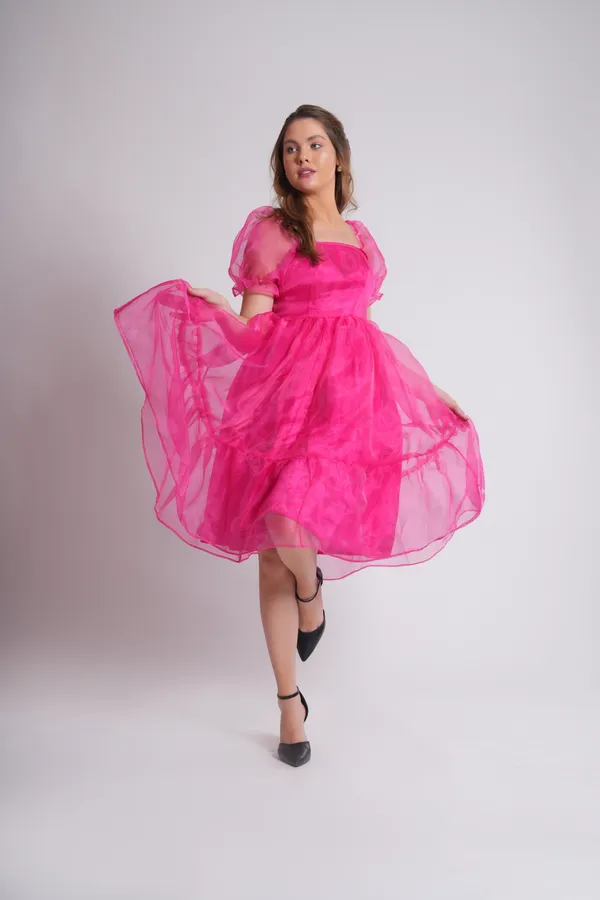Women's_Pure_Cotton_Barbie_Dress_of_Dark_Pink_Color_|_Comfortable_&_Elegant_Everyday_Wear