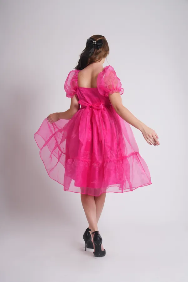 Women's_Pure_Cotton_Barbie_Dress_of_Dark_Pink_Color_|_Comfortable_&_Elegant_Everyday_Wear