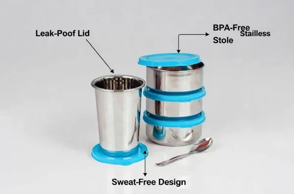 Sky_Blue_Stainless_Steel_Lunch_Box_Set_With_Insulated_Carry_Bag_,_3_Round_Containers_And_Stainless_Steel_Glass_With_Red_Leak-Resistant_Lids_&_Spoon_,_For_Office,_School,_Travel