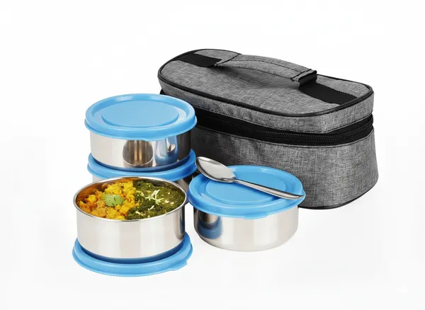 Sky_Blue_Stainless_Steel_Lunch_Box_Set_With_Insulated_Carry_Bag_,_4_Round_Containers_With_Red_Leak-Resistant_Lids_&_Spoon_,_For_Office,_School,_Travel