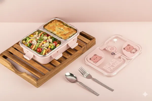 Pink_Premium_Bear_Family_Kids_Lunch_Box_With_Fork_&_Spoon_,_Bpa-Free_Airtight_Tiffin_With_2_Compartments_&_Leakproof_Lid_,_Durable_Microwave-Safe_&_Freezer-Safe_Food_Storage_Box_,_Cute_Cartoon_Design_For_School,_Picnic_&_Travel