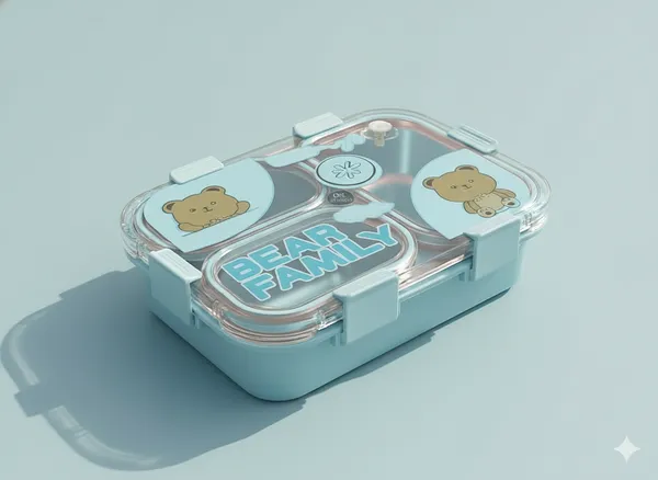 Sky_Blue_Premium_Bear_Family_Kids_Lunch_Box_With_Fork_&_Spoon_,_Bpa-Free_Airtight_Tiffin_With_3_Compartments_&_Leakproof_Lid_,_Durable_Microwave-Safe_&_Freezer-Safe_Food_Storage_Box_,_Cute_Cartoon_Design_For_School,_Picnic_&_Travel