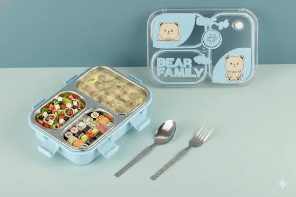 Sky_Blue_Premium_Bear_Family_Kids_Lunch_Box_With_Fork_&_Spoon_,_Bpa-Free_Airtight_Tiffin_With_3_Compartments_&_Leakproof_Lid_,_Durable_Microwave-Safe_&_Freezer-Safe_Food_Storage_Box_,_Cute_Cartoon_Design_For_School,_Picnic_&_Travel
