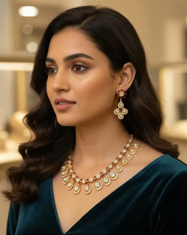 Gold_And_Ruby_Red_Kundan_Polki_Necklace_And_Earring_Set_For_Women