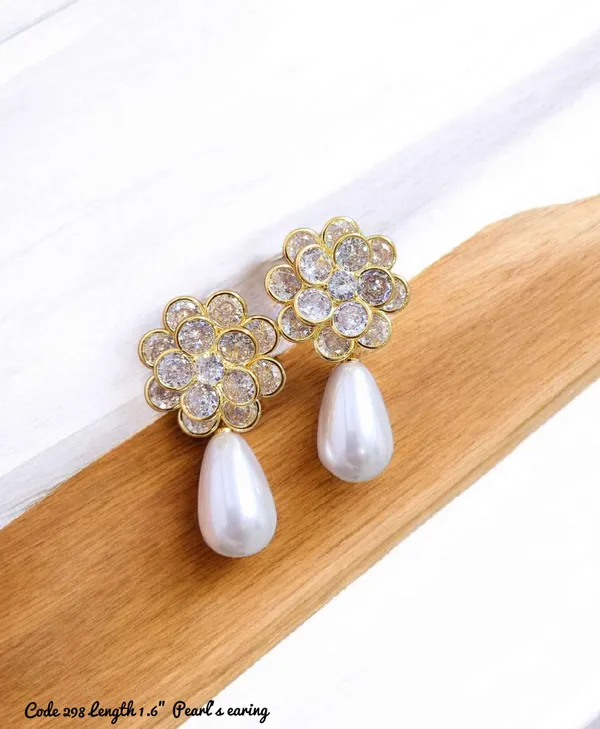 Gold_Floral_Studded_Pearl_Drop_Earrings_For_Women