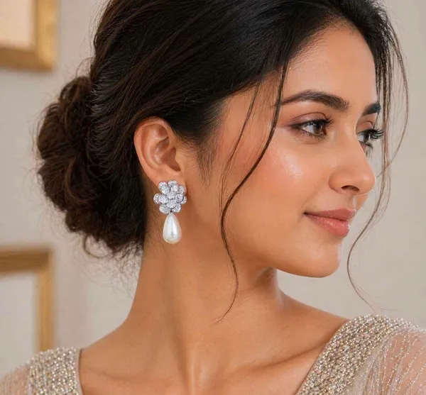 Silver_Crystal_Pearl_Floral_Drop_Earrings_For_Women