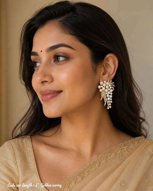 Gold_Pearl_Cluster_Drop_Earrings_For_Women