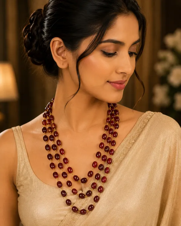 Maroon_Beaded_Multi_Layer_Necklace_For_Women