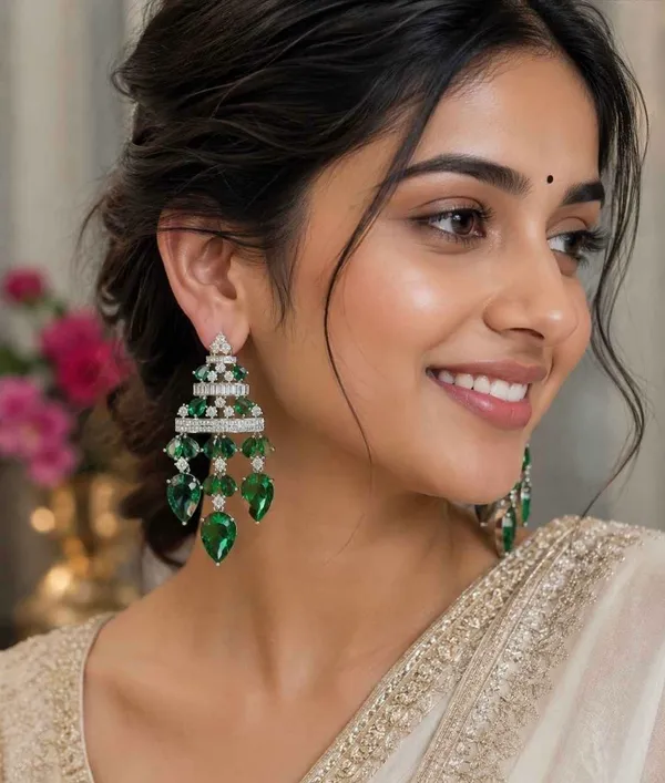 Green_And_Silver_Stone_Chandelier_Earrings_For_Women