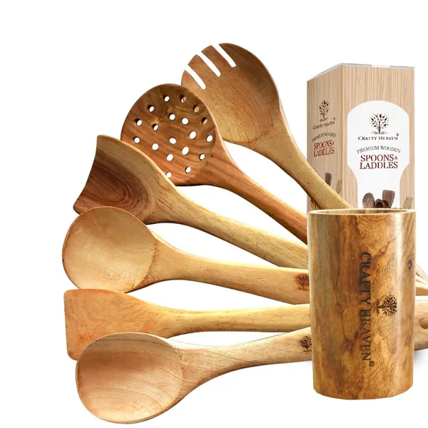 Light_Brown_Pure_Neem_Wooden_Spatula_(Set_Of_7)