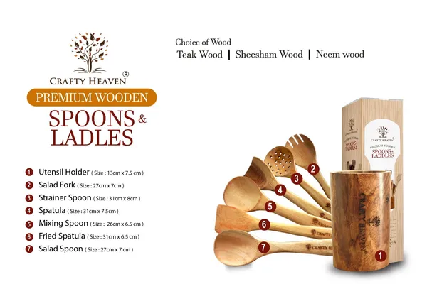 Light_Brown_Pure_Neem_Wooden_Spatula_(Set_Of_7)