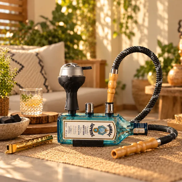 Upcycled_Bombay_Sapphire®_Slanted_Bottle_Hookah_|_Single_Piece_|_Premium_Glass_Hookah_|_Made_from_Original_Bombay_Sapphire®_Bottle