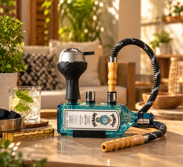 Upcycled_Bombay_Sapphire®_Slanted_Bottle_Hookah_|_Single_Piece_|_Premium_Glass_Hookah_|_Made_from_Original_Bombay_Sapphire®_Bottle