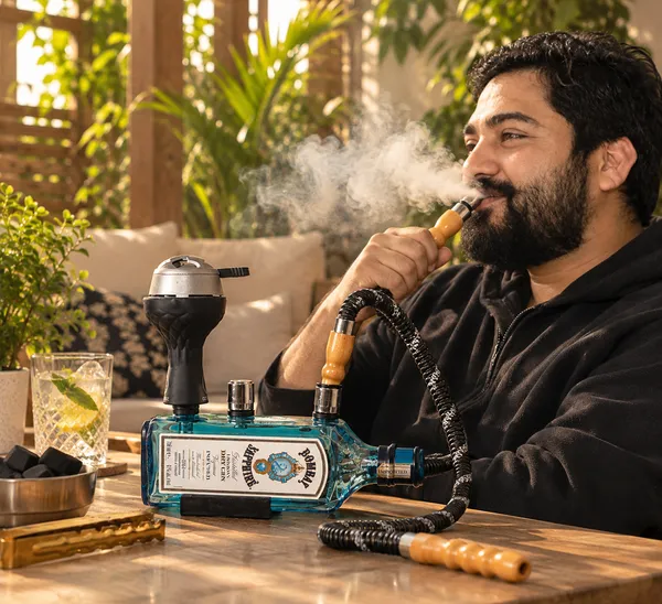Upcycled_Bombay_Sapphire®_Slanted_Bottle_Hookah_|_Single_Piece_|_Premium_Glass_Hookah_|_Made_from_Original_Bombay_Sapphire®_Bottle