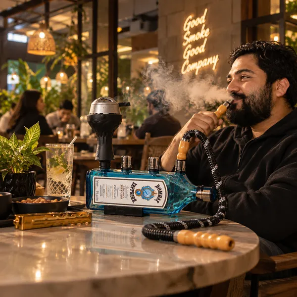 Upcycled_Bombay_Sapphire®_Slanted_Bottle_Hookah_|_Single_Piece_|_Premium_Glass_Hookah_|_Made_from_Original_Bombay_Sapphire®_Bottle