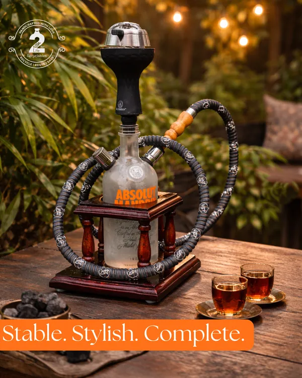 2nd_Life_Absolut_Bottle_Upcycled_Hookah_with_Wooden_Stylish_stand								
