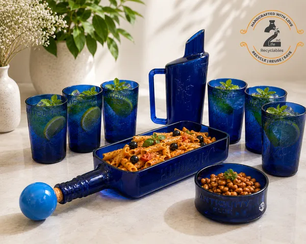 Antique_Blue_Luxury_Entertaining_Set_–_Handcrafted_from_Real_Upcycled_Glass_Bottle