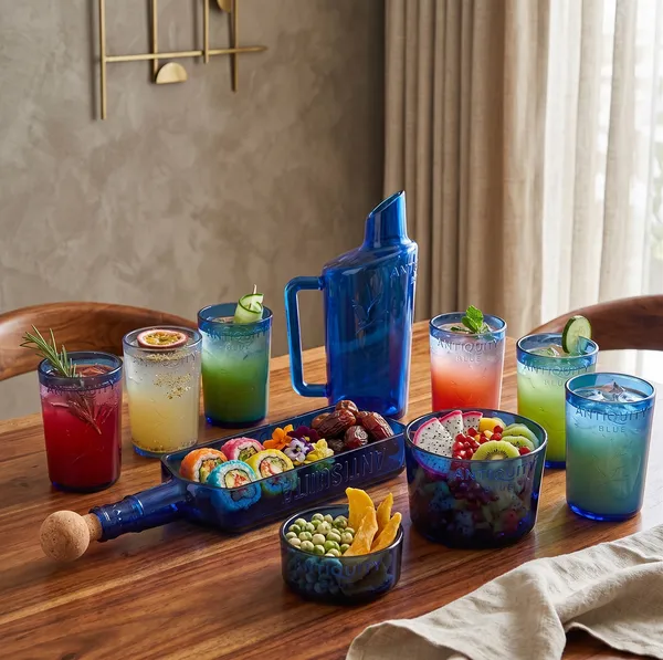 Antique_Blue_Luxury_Entertaining_Set_–_Handcrafted_from_Real_Upcycled_Glass_Bottle